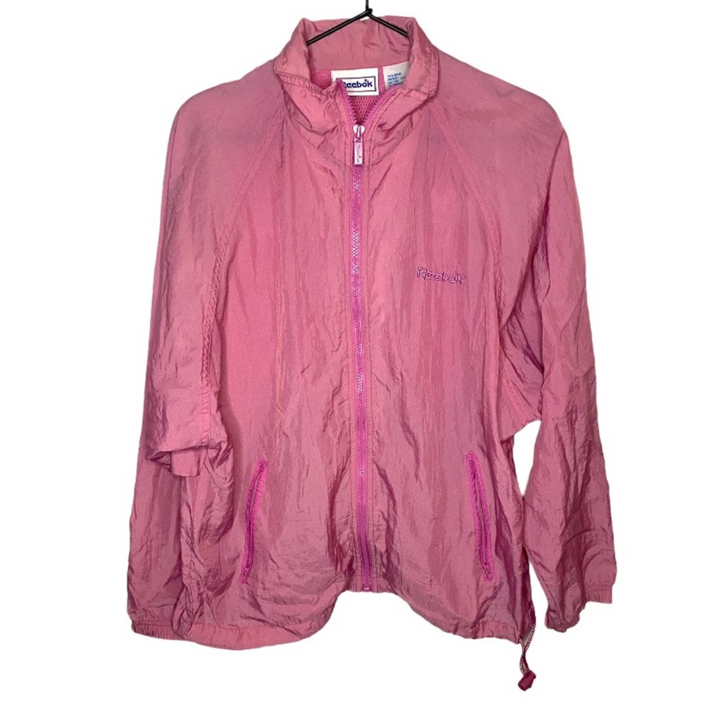 Reebok Pink Nylon Windbreaker Jacket Medium